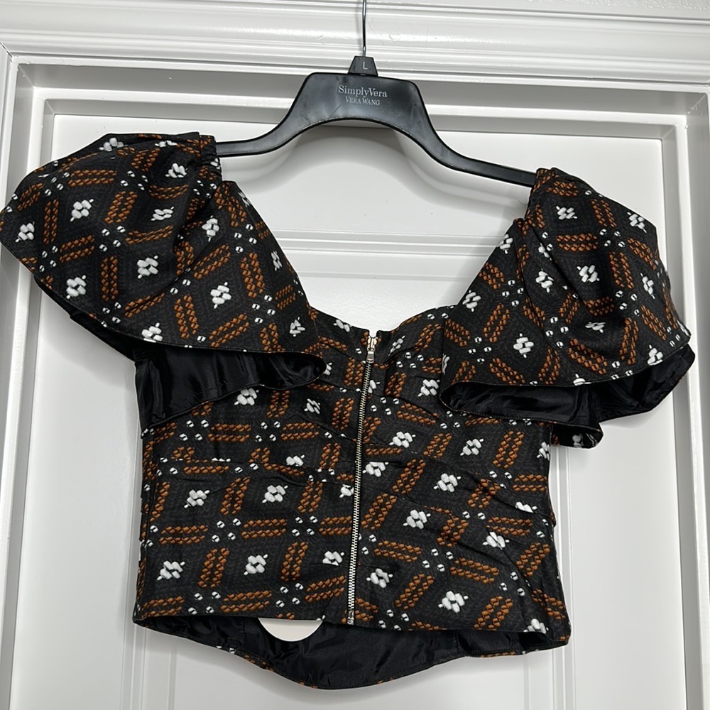 Women's Jules top size 8‎ Autumn Adeigbo Brown and orange NWT! - Picture 6 of 9